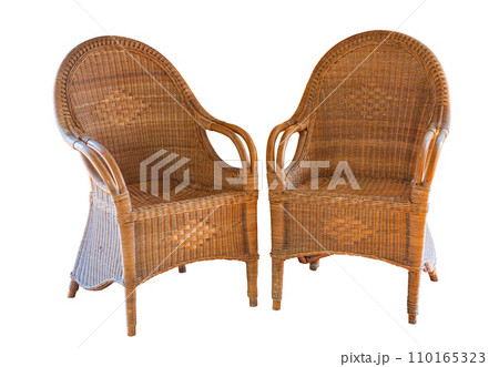 two wicker chairs isolated two wicker chairs isolated 110165323