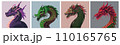 vector dragon collection. Set of Chinese New Year symbol - dragon. Purple dragon, green, gold and gray dragon graphic 110165765