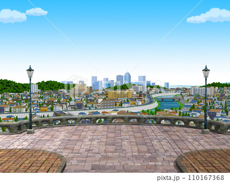 家　住宅　街　都市　イラスト 　背景　BG 110167368