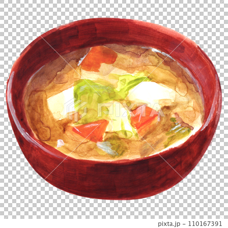 味噌湯 2 水彩（丙烯）插圖 110167391