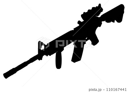M4 Carbine with optic sight black silhouette M4 Carbine with optic sight black silhouette 110167441