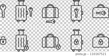 荷物と鍵の線画アイコンセット 荷物と鍵の線画アイコンセット 110167521