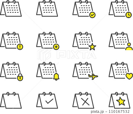 おしゃれな立体的なカレンダーアイコンセット おしゃれな立体的なカレンダーアイコンセット 110167532