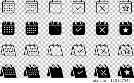Monochrome simple calendar icon set Monochrome simple calendar icon set 110167545