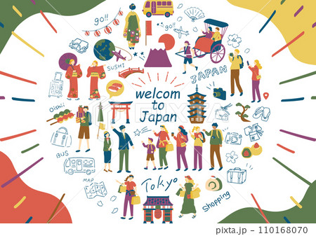 日本観光を楽しむ外国人 110168070