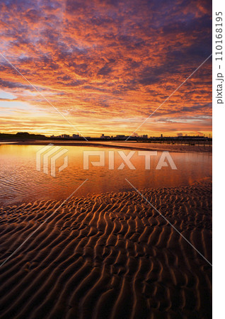 朝焼けのふなばし三番瀬海浜公園 110168195