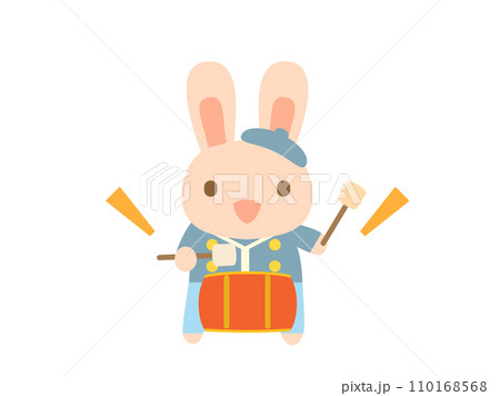 太鼓を叩くウサギさん 110168568