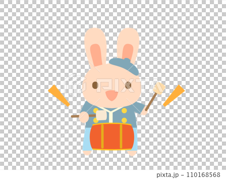 Rabbit playing the drum 110168568