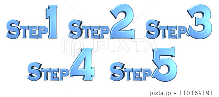 3DCG文字［Step1/Step2/Step3/Step4/Step5］ブルー,青 110169191