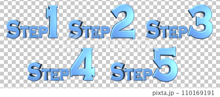 3DCG文字［Step1/Step2/Step3/Step4/Step5］ブルー,青 110169191