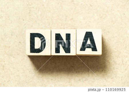 Alphabet letter block in word DNA (abbreviation of Deoxyribonucleic acid) on wood background Alphabet letter block in word DNA (abbreviation of Deoxyribonucleic acid) on wood background 110169925