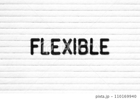Black color letter in word flexible on white felt board background 110169940
