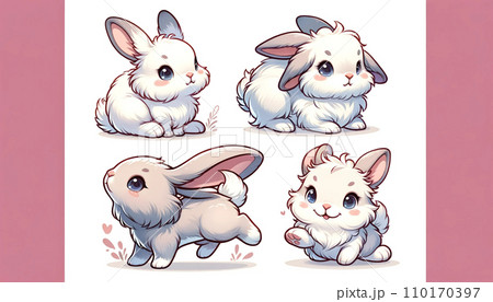 可愛いウサギ_4ポーズAI生成のイラスト素材 [110170397] - PIXTA