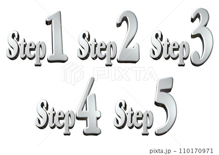 3DCG文字［Step1/Step2/Step3/Step4/Step5］シルバー,銀 110170971