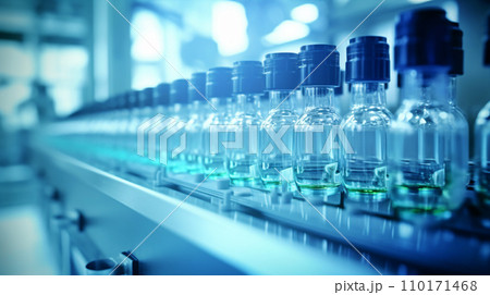 Vials Of Liquid Medication In Production Line,...のイラスト素材 [110171468 ...