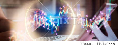 market investment trading. Financial chart with up trend line graph. Wealth management with risk diversification concept. market investment trading. Financial chart with up trend line graph. Wealth management with risk diversification concept. 110171559
