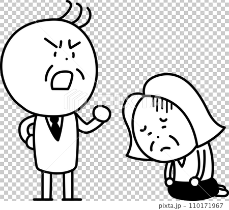 怒る男性と座り込んで落ち込む女性 怒る男性と座り込んで落ち込む女性 110171967