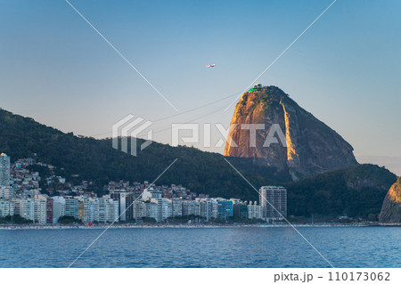 Airplane Taking Off Above Sugarloaf Mountain in Rio de Janeiro Airplane Taking Off Above Sugarloaf Mountain in Rio de Janeiro 110173062