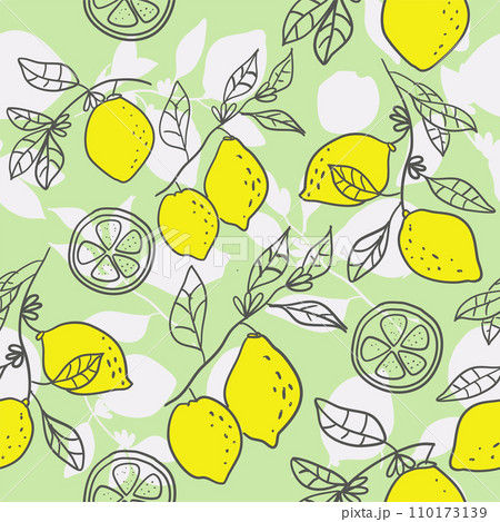 Seamless pattern with lemons. Vector illustration 110173139