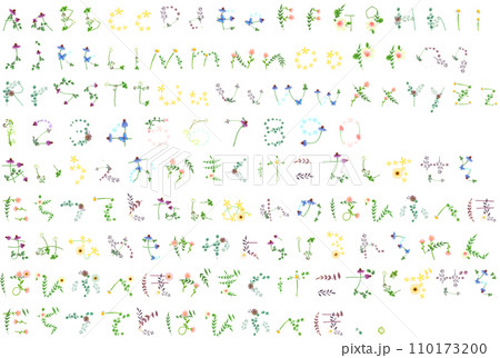 かわいい手書き風の花文字（アルファベット、ひらがな、数字） 110173200