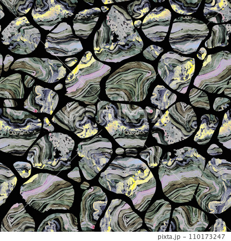 Modern seamless pattern with the texture of the layered Onyx mineral stone in watercolor imitation 110173247