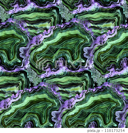 Seamless watercolor pattern with imitation of the biostructure of the Malachite stone 110173254