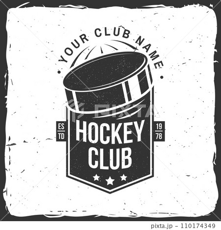 Ice Hockey club logo, badge design. Concept for shirt or logo, print, stamp or tee. Winter sport. Vector illustration. Hockey championship. 110174349