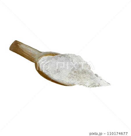 Measuring spoon flour hand drawn watercolor sketch 110174677