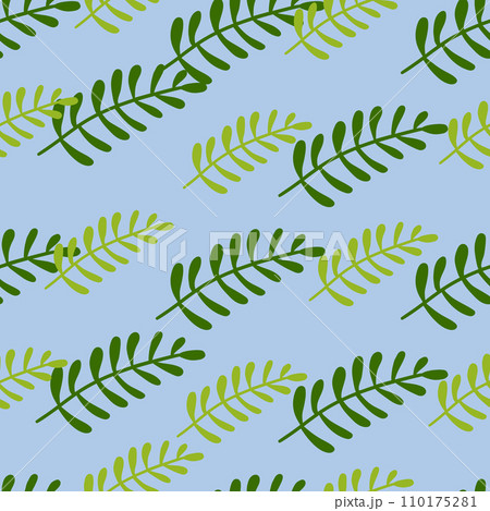Vibrant seamless pattern featuring leaves and florals. 110175281