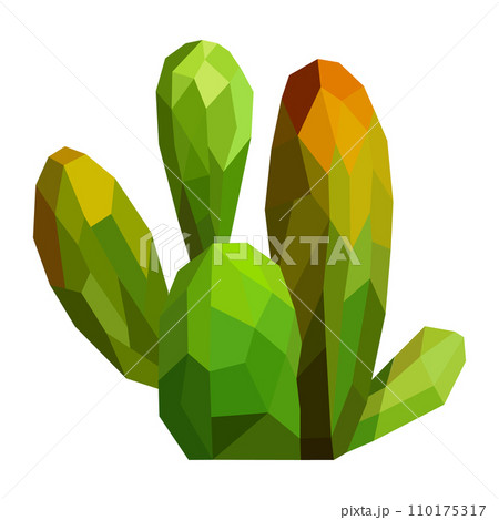 Polygonal green cactus. Minimalist low poly art style. 110175317