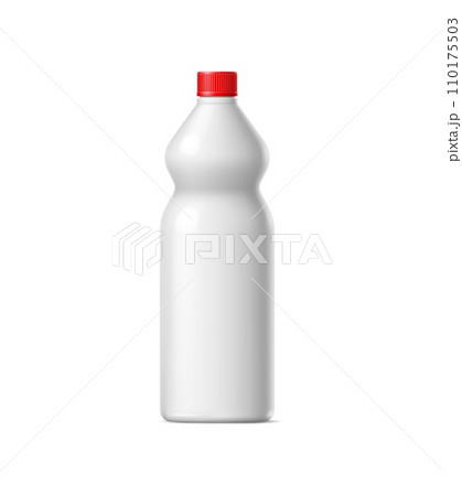 Realistic toilet cleaner liquid bottle, vector container package mockup. White plastic bottle of bath sanitary cleanser and WC disinfectant cleanser or laundry bleach wash bottle mock up with red cap Realistic toilet cleaner liquid bottle, vector container package mockup. White plastic bottle of bath sanitary cleanser and WC disinfectant cleanser or laundry bleach wash bottle mock up with red cap 110175503