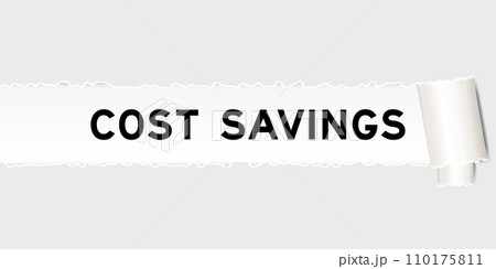 Ripped gray paper background that have word cost savings under torn part 110175811