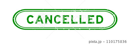 Grunge green cancelled word rubber seal stamp on white background 110175836