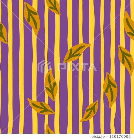 Vibrant, seamless botanical illustration with a fresh leaves. 110176006