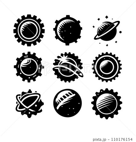 silhouette gears icons set black Vector illustration. 110176154