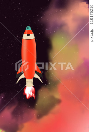 Cartoon Rocket in space. Cartoon Rocket in space. 110176216