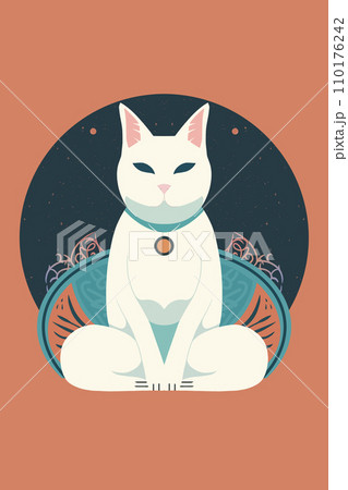 Zen cat illustration. 110176242