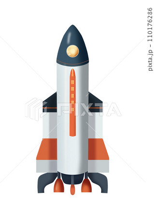 Fantastic Cartoon Space Rocket Illustration. Fantastic Cartoon Space Rocket Illustration. 110176286