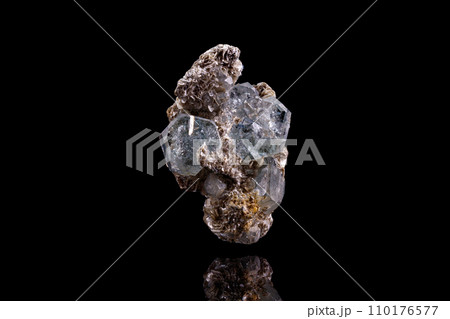 macro stone mineral aquamarine on a black background 110176577