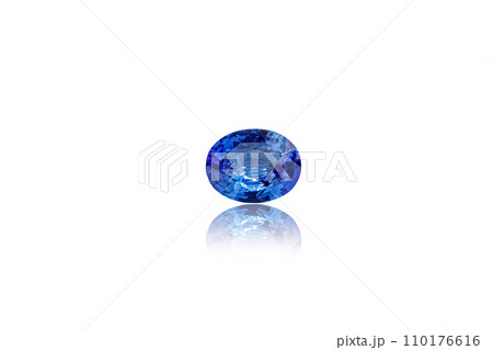 macro mineral faceted sapphire stone on a white background macro mineral faceted sapphire stone on a white background 110176616