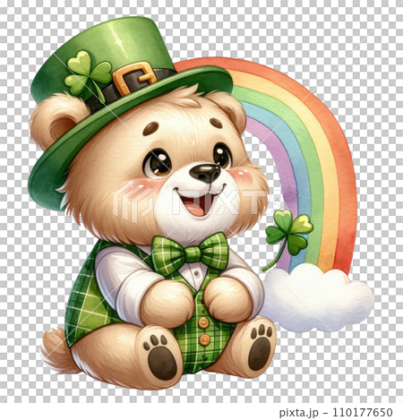 Teddy bear in a green jacket and a hat for St Patricks Day Teddy bear in a green jacket and a hat for St Patricks Day 110177650