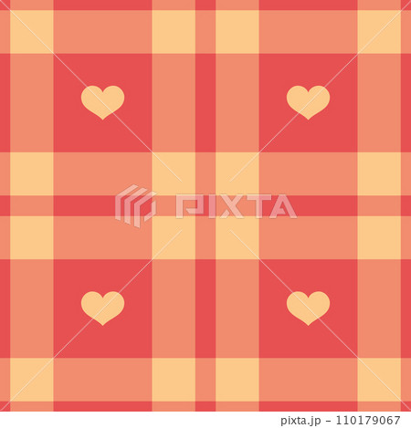 Gingham pattern with hearts. Seamless tartan vichy check plaid for