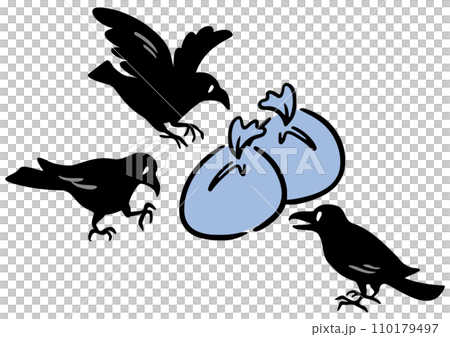 Crow and garbage bag. Isometric diagram. 110179497