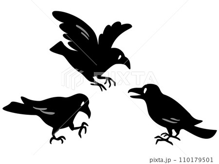 3羽のカラス。アイソメトリック図。 110179501