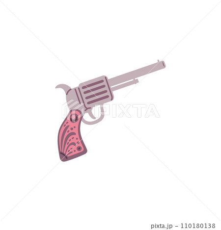 Vintage western cowboy gun or pistol icon, flat vector illustration isolated. 110180138