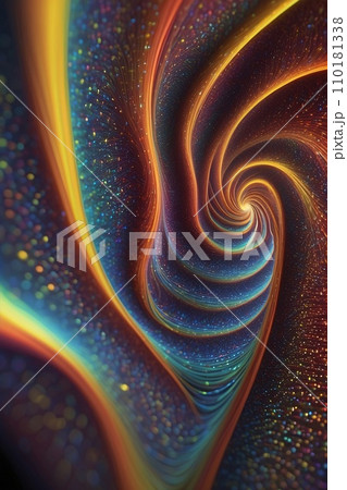 Abstract image of a magnificent array of miniature, iridescent particles, delicately arranged to form a mesmerizing pattern of kaleidoscopic colors. Vivid chromatic nanotechnology background. Abstract image of a magnificent array of miniature, iridescent particles, delicately arranged to form a mesmerizing pattern of kaleidoscopic colors. Vivid chromatic nanotechnology background. 110181338