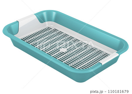Open Top Cat Litter Tray. Sifting Litter Box, 3D rendering 110181679