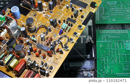Rare Electronic Board With Shortage Microchips And Radio Components Rare Electronic Board With Shortage Microchips And Radio Components 110182471