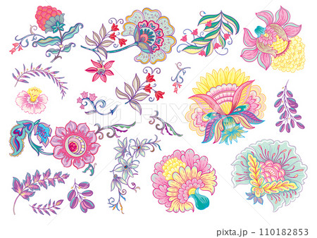 Fantasy flowers in retro, vintage Fantasy flowers in retro, vintage 110182853