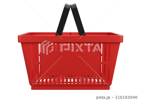 Plastic shopping basket. Isolated supermarket shopping cart. 110183040